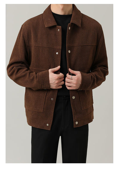 Zhou Textured Asymmetric Pocket Button Jacket-korean-fashion-Jacket-Zhou's Closet-OH Garments