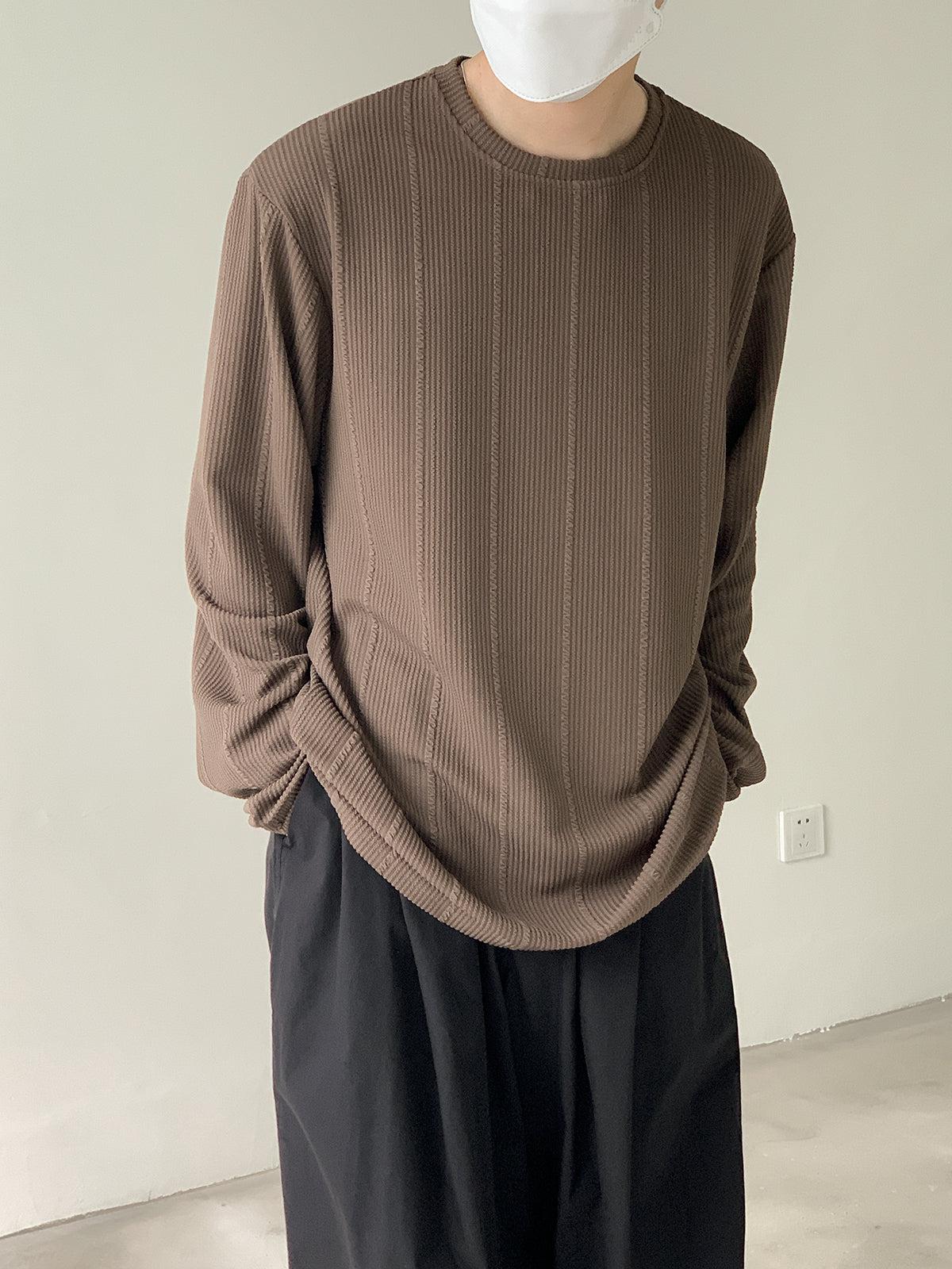 Zhou Textured Drape Long Sleeve T-Shirt-korean-fashion-T-Shirt-Zhou's Closet-OH Garments