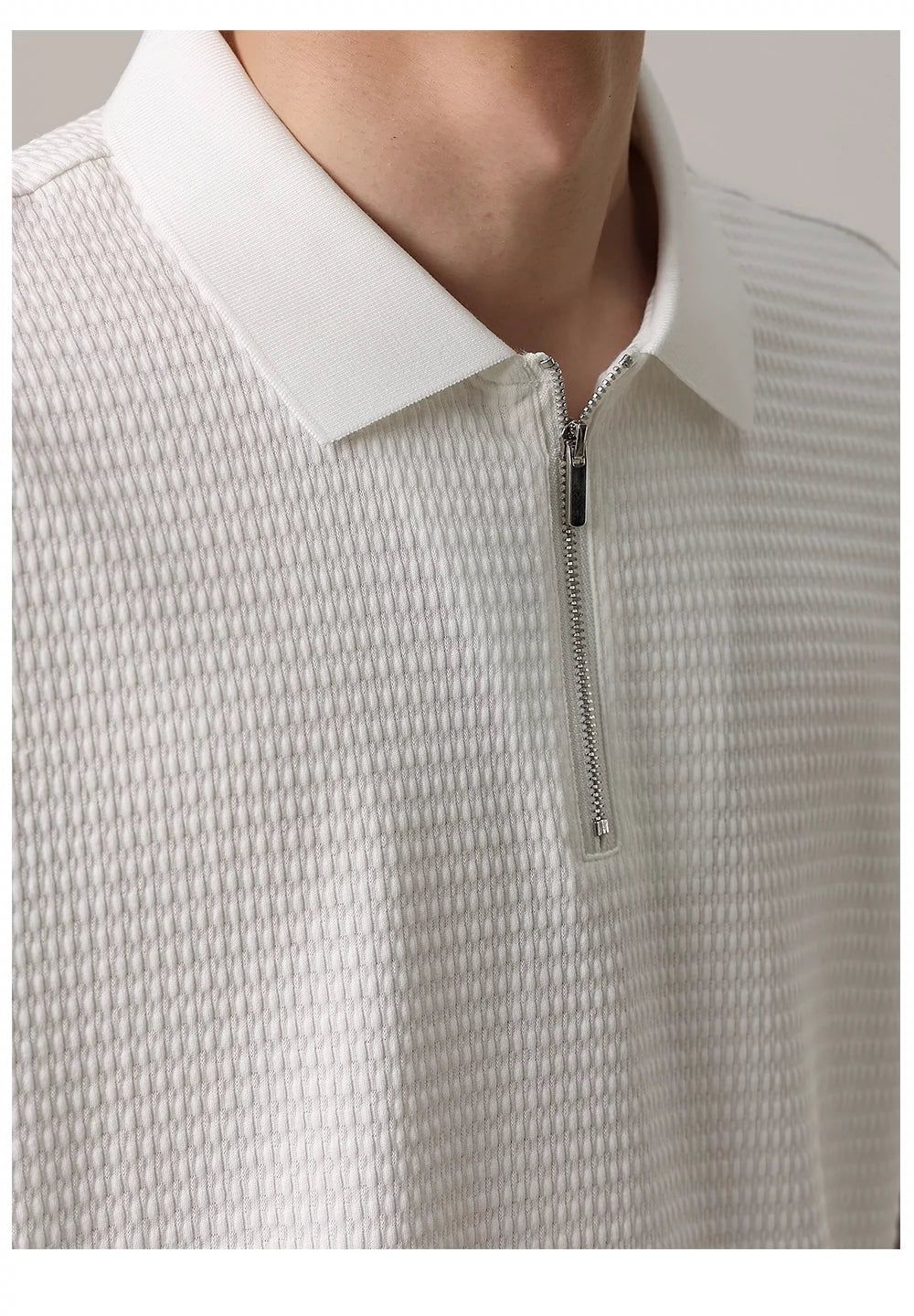 Zhou Textured Half-Zip Polo-korean-fashion-Polo-Zhou's Closet-OH Garments