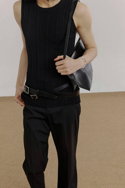 Zhou Textured Knit Slim Fit Tank Top-korean-fashion-Tank Top-Zhou's Closet-OH Garments