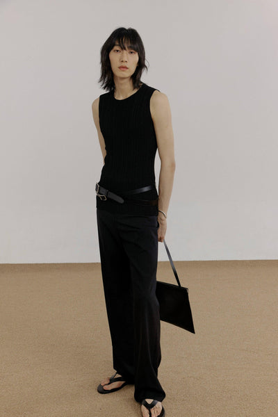 Zhou Textured Knit Slim Fit Tank Top-korean-fashion-Tank Top-Zhou's Closet-OH Garments
