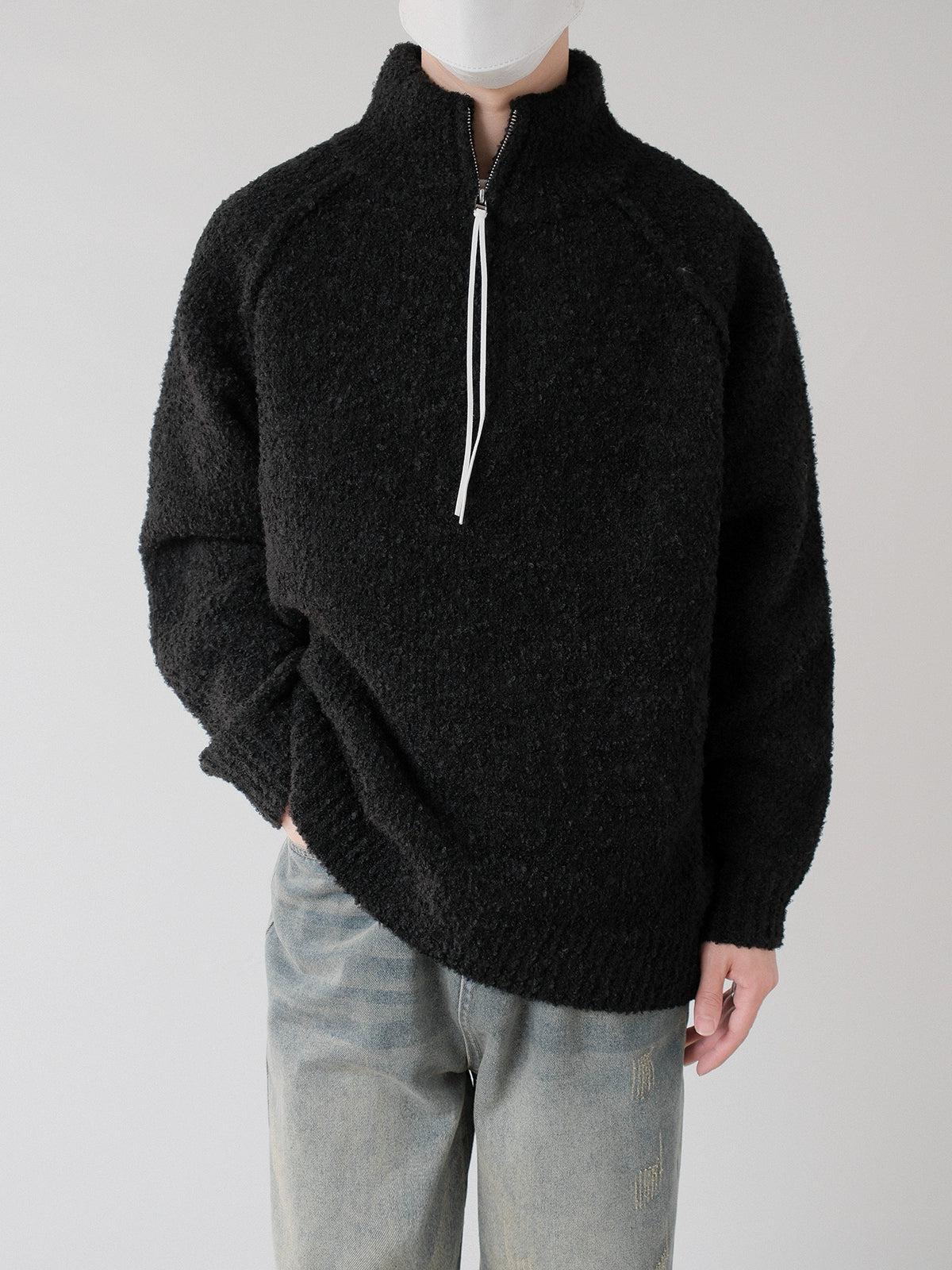 Zhou Textured Knitted Half-Zip-korean-fashion-Half-Zip-Zhou's Closet-OH Garments