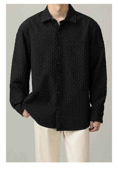 Zhou Textured L/S Shirt-korean-fashion-Shirt-Zhou's Closet-OH Garments
