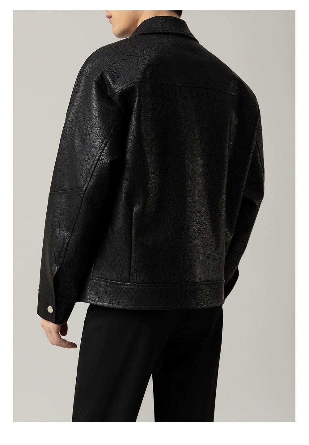 Zhou Textured Moto PU Leather Jacket-korean-fashion-Jacket-Zhou's Closet-OH Garments