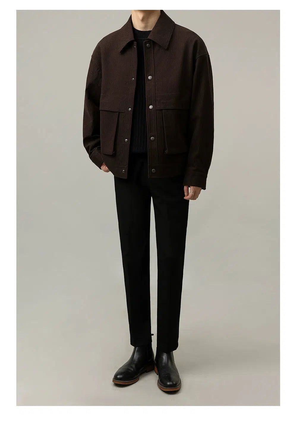 Zhou Textured Snap Buttoned Jacket-korean-fashion-Jacket-Zhou's Closet-OH Garments