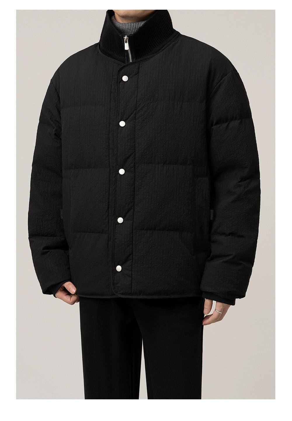 Zhou Textured Spliced Collar Down Jacket-korean-fashion-Jacket-Zhou's Closet-OH Garments