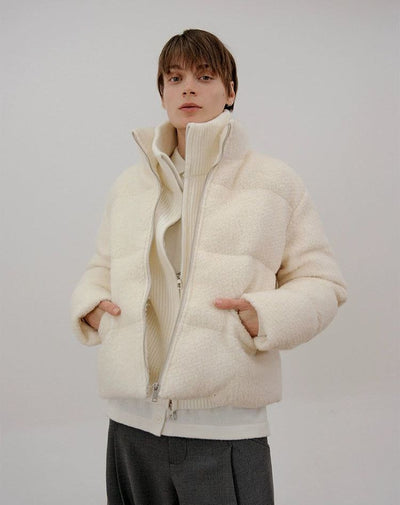 Zhou Textured Stand Collar Puffer Jacket-korean-fashion-Jacket-Zhou's Closet-OH Garments