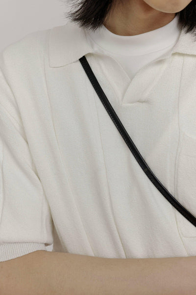 Zhou Textured Striped Knit Polo-korean-fashion-Polo-Zhou's Closet-OH Garments