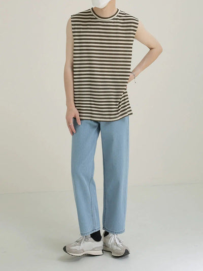 Zhou Textured Stripes Tank Top-korean-fashion-Tank Top-Zhou's Closet-OH Garments