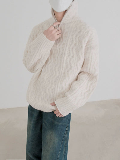 Zhou Thickened Needle Knit Half-Zip-korean-fashion-Half-Zip-Zhou's Closet-OH Garments