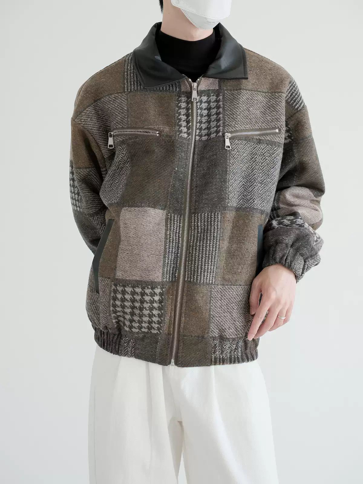 Zhou Thickened Plaid Zipped Jacket-korean-fashion-Jacket-Zhou's Closet-OH Garments