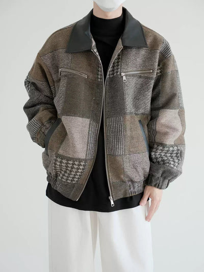 Zhou Thickened Plaid Zipped Jacket-korean-fashion-Jacket-Zhou's Closet-OH Garments