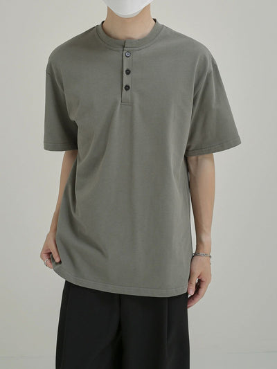 Zhou Thin Henley Collared T-Shirt-korean-fashion-T-Shirt-Zhou's Closet-OH Garments