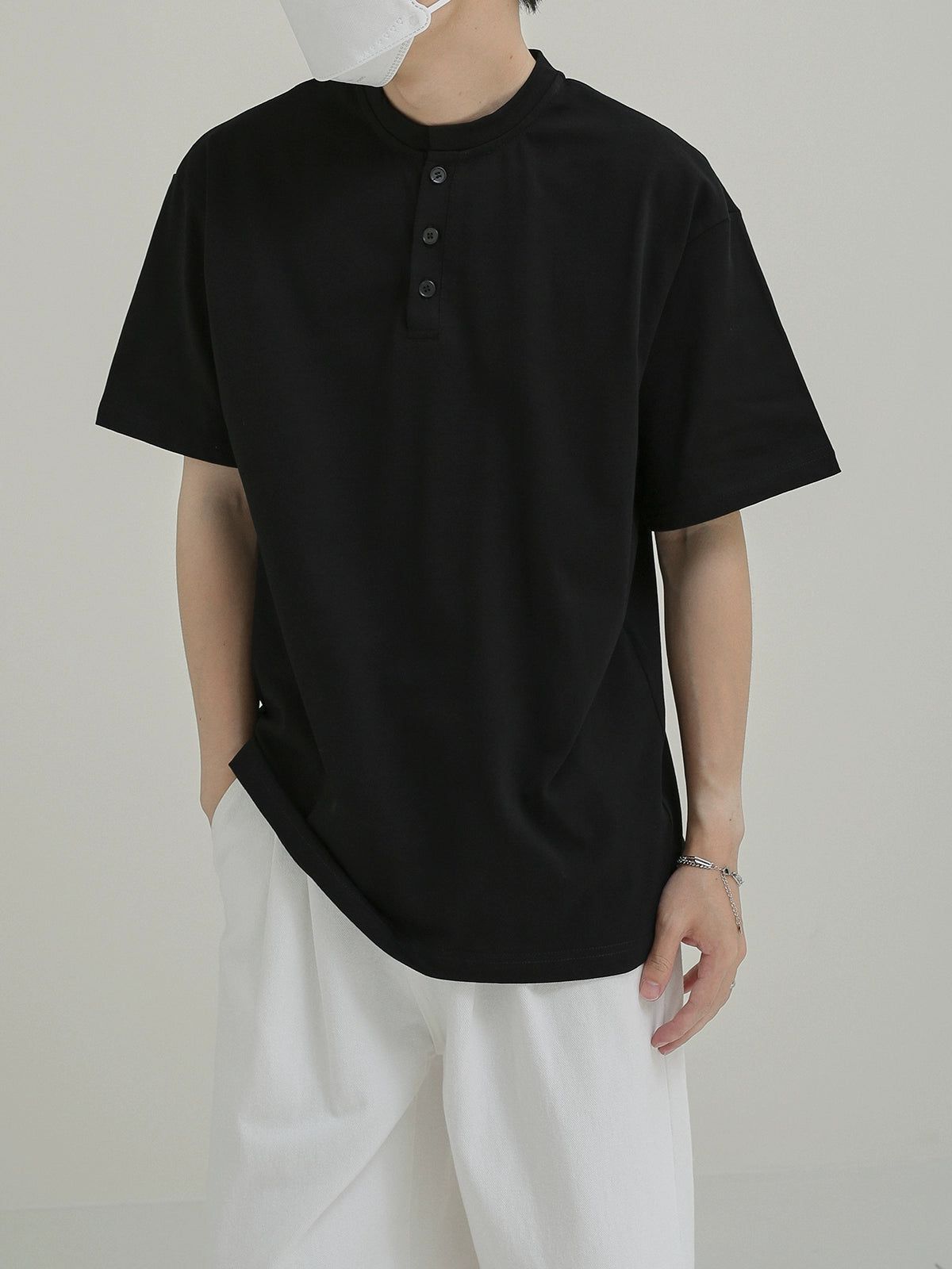 Zhou Thin Henley Collared T-Shirt-korean-fashion-T-Shirt-Zhou's Closet-OH Garments