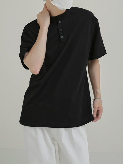 Zhou Thin Henley Collared T-Shirt-korean-fashion-T-Shirt-Zhou's Closet-OH Garments