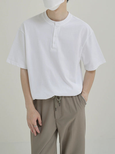 Zhou Thin Henley Collared T-Shirt-korean-fashion-T-Shirt-Zhou's Closet-OH Garments