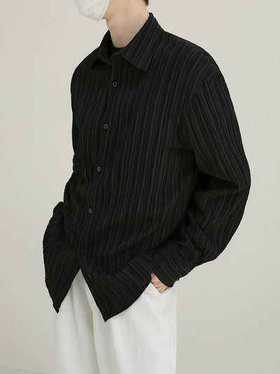 Zhou Thin Pleats Textured Shirt-korean-fashion-Shirt-Zhou's Closet-OH Garments