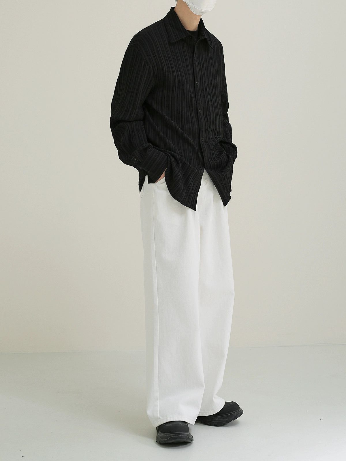 Zhou Thin Pleats Textured Shirt-korean-fashion-Shirt-Zhou's Closet-OH Garments