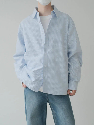 Zhou Thin Striped Clean Fit Shirt-korean-fashion-Shirt-Zhou's Closet-OH Garments