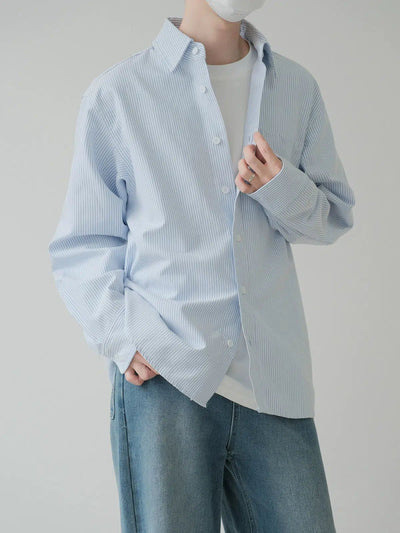 Zhou Thin Striped Clean Fit Shirt-korean-fashion-Shirt-Zhou's Closet-OH Garments