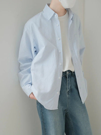 Zhou Thin Striped Clean Fit Shirt-korean-fashion-Shirt-Zhou's Closet-OH Garments