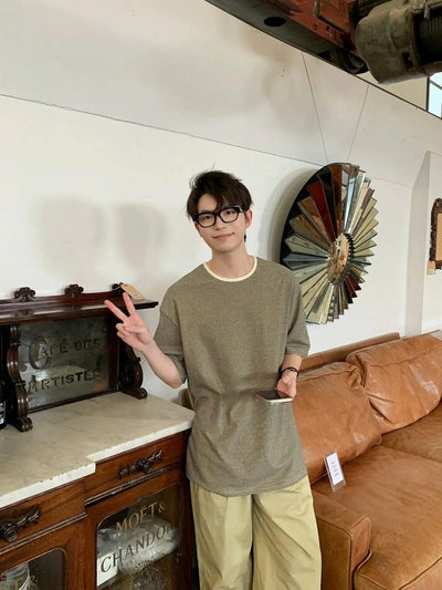 Zhou Thin Striped Pattern T-Shirt-korean-fashion-T-Shirt-Zhou's Closet-OH Garments