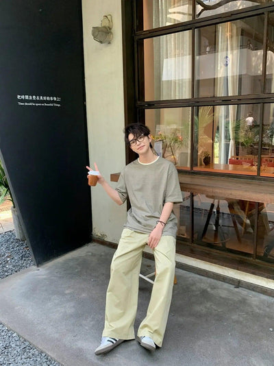 Zhou Thin Striped Pattern T-Shirt-korean-fashion-T-Shirt-Zhou's Closet-OH Garments