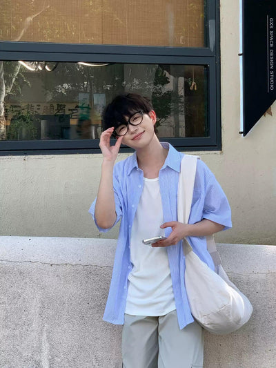 Zhou Thin Stripes Casual Shirt-korean-fashion-Shirt-Zhou's Closet-OH Garments