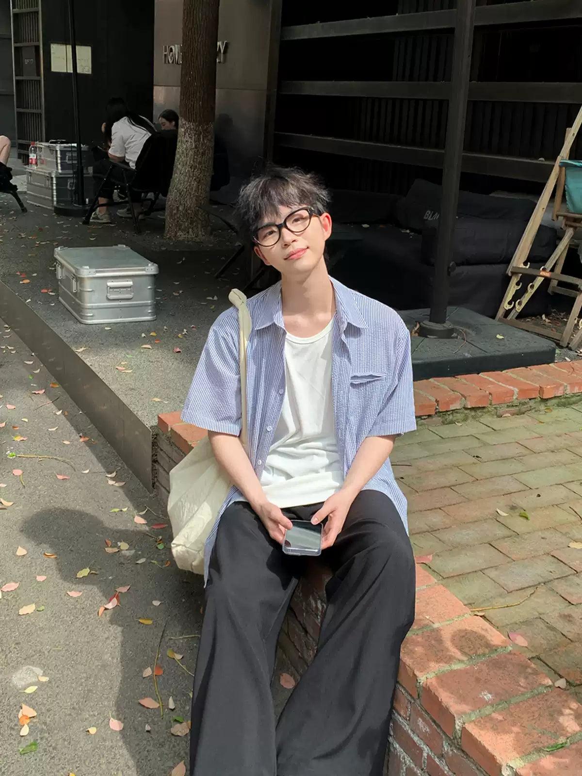 Zhou Thin Stripes Casual Shirt-korean-fashion-Shirt-Zhou's Closet-OH Garments