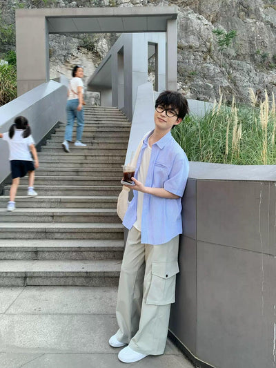 Zhou Thin Stripes Casual Shirt-korean-fashion-Shirt-Zhou's Closet-OH Garments