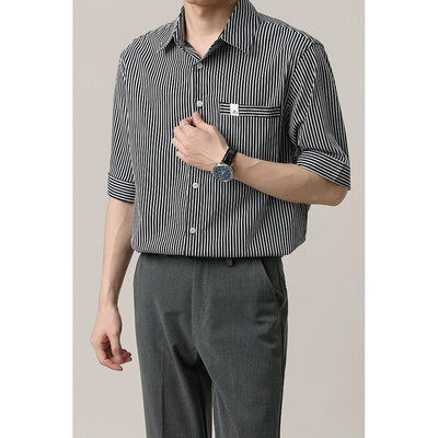 Zhou Thin Stripes Classy Shirt-korean-fashion-Shirt-Zhou's Closet-OH Garments