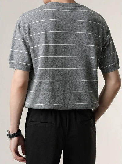 Zhou Thin Stripes Knit T-Shirt-korean-fashion-T-Shirt-Zhou's Closet-OH Garments