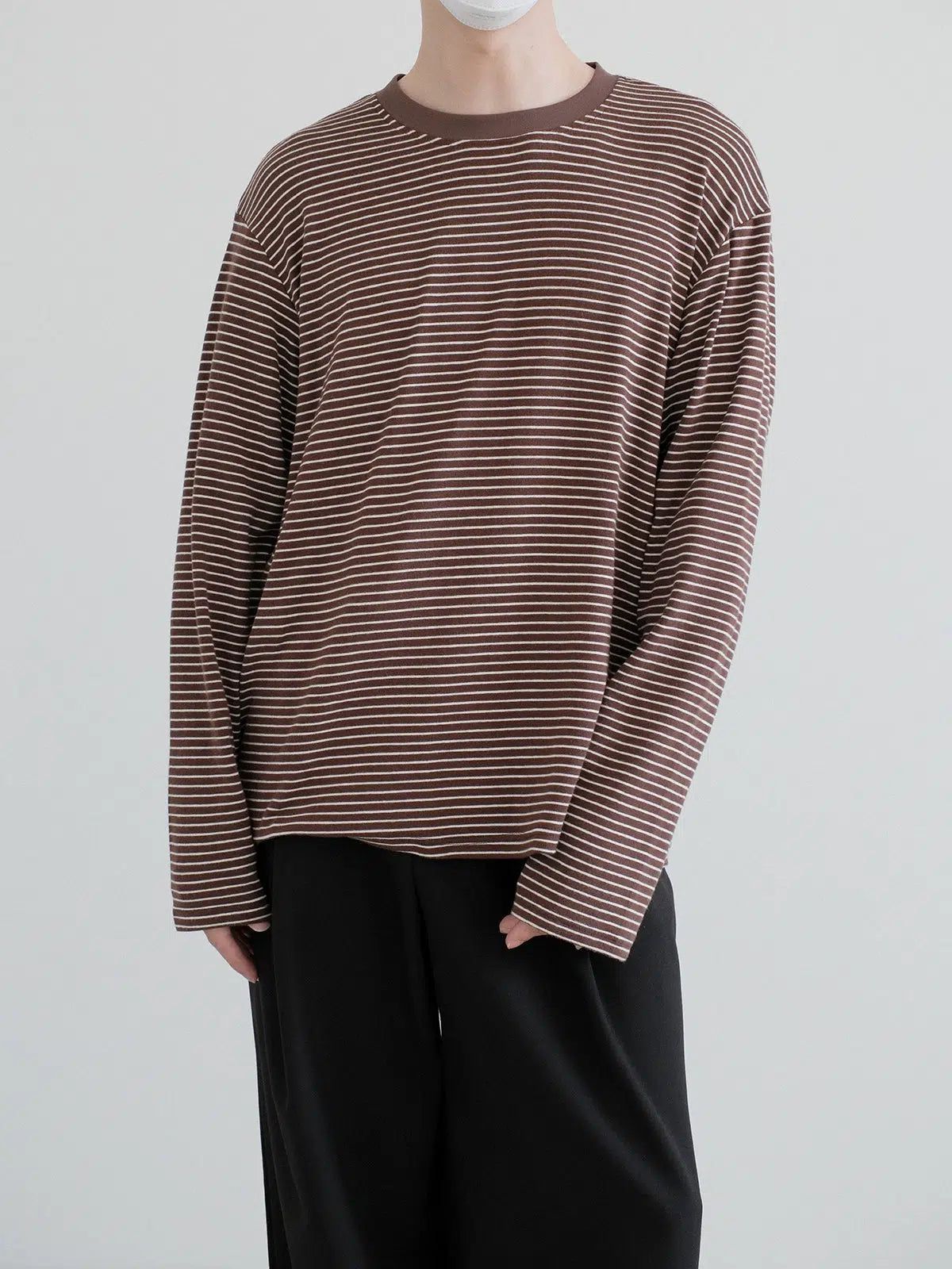 Zhou Thin Stripes Long Sleeve T-Shirt-korean-fashion-T-Shirt-Zhou's Closet-OH Garments