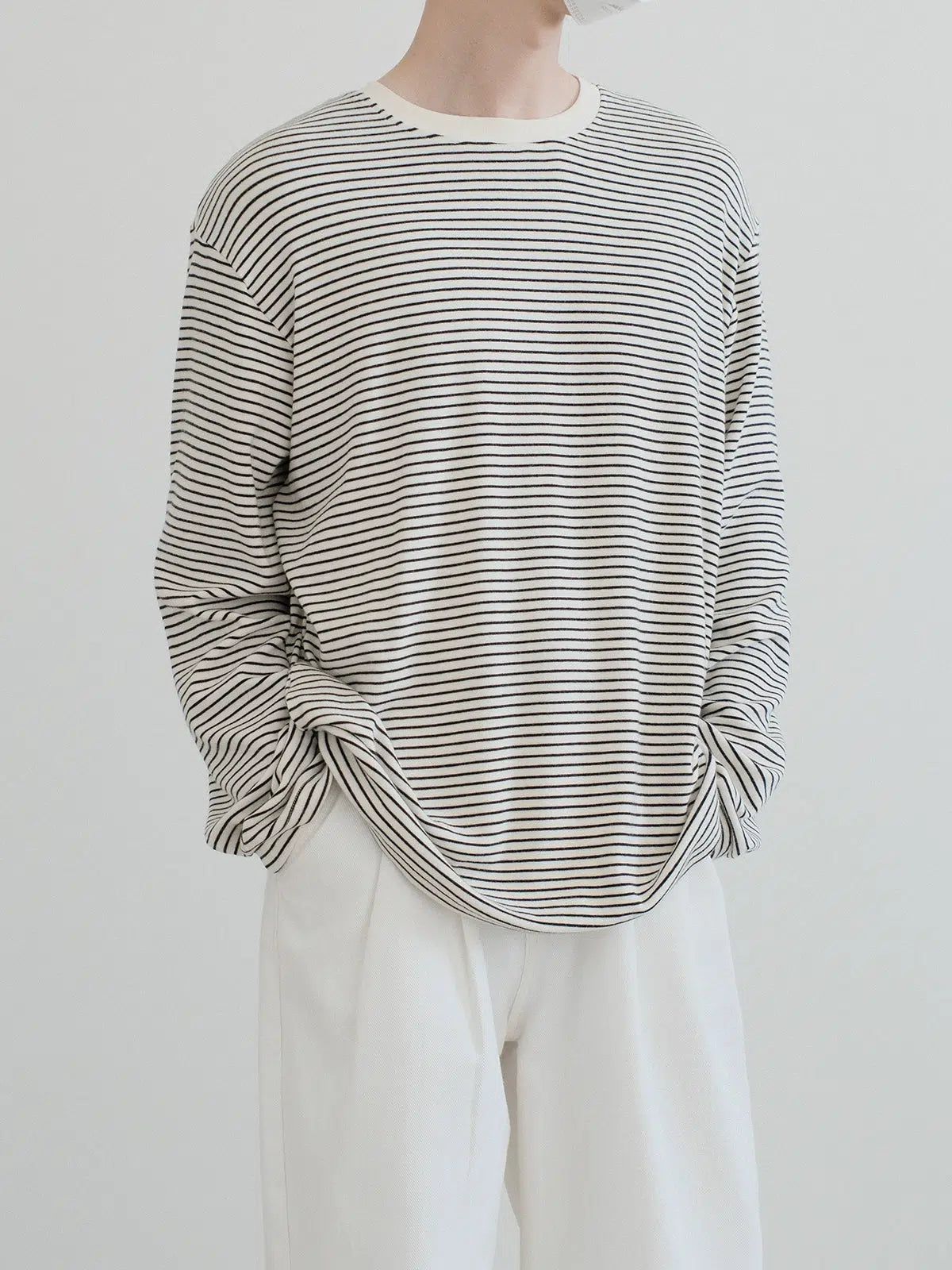 Zhou Thin Stripes Long Sleeve T-Shirt-korean-fashion-T-Shirt-Zhou's Closet-OH Garments