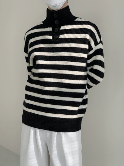 Zhou Three-Buttons Knitted Polo-korean-fashion-Polo-Zhou's Closet-OH Garments