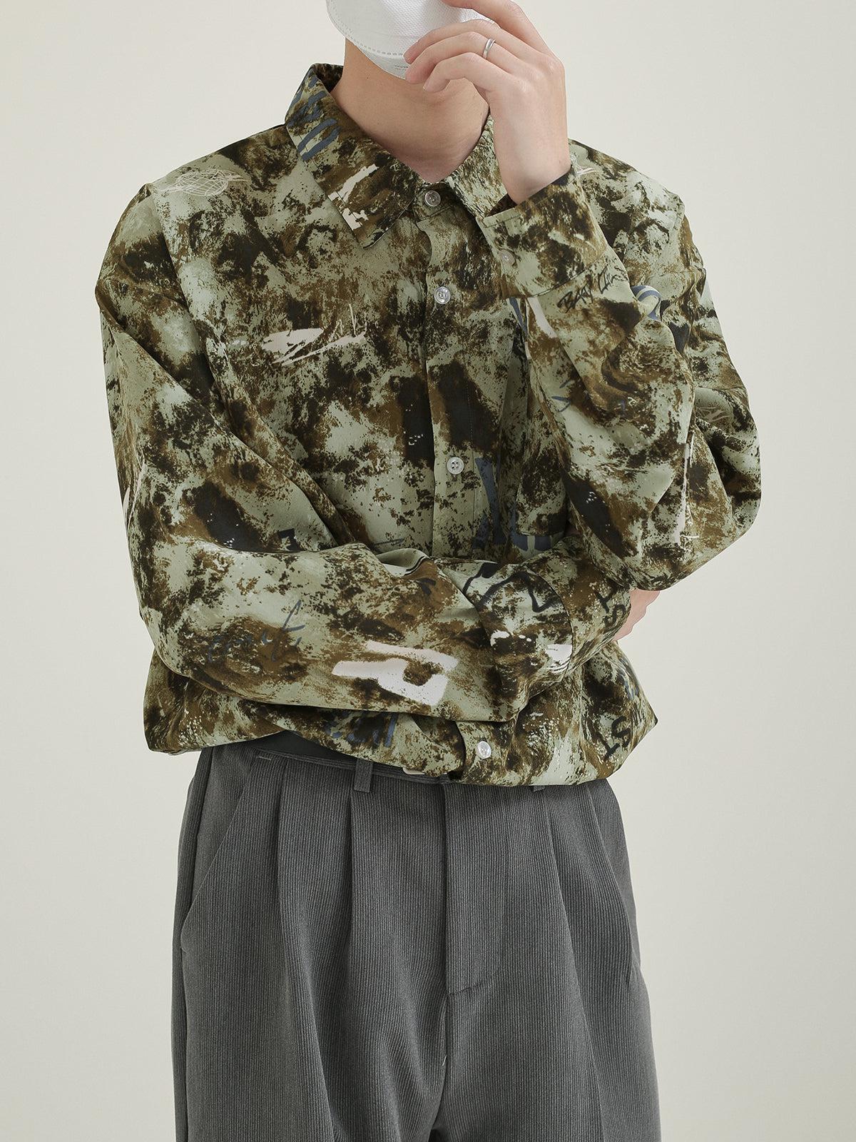 Zhou Tie-Dye Lettered Shirt-korean-fashion-Shirt-Zhou's Closet-OH Garments