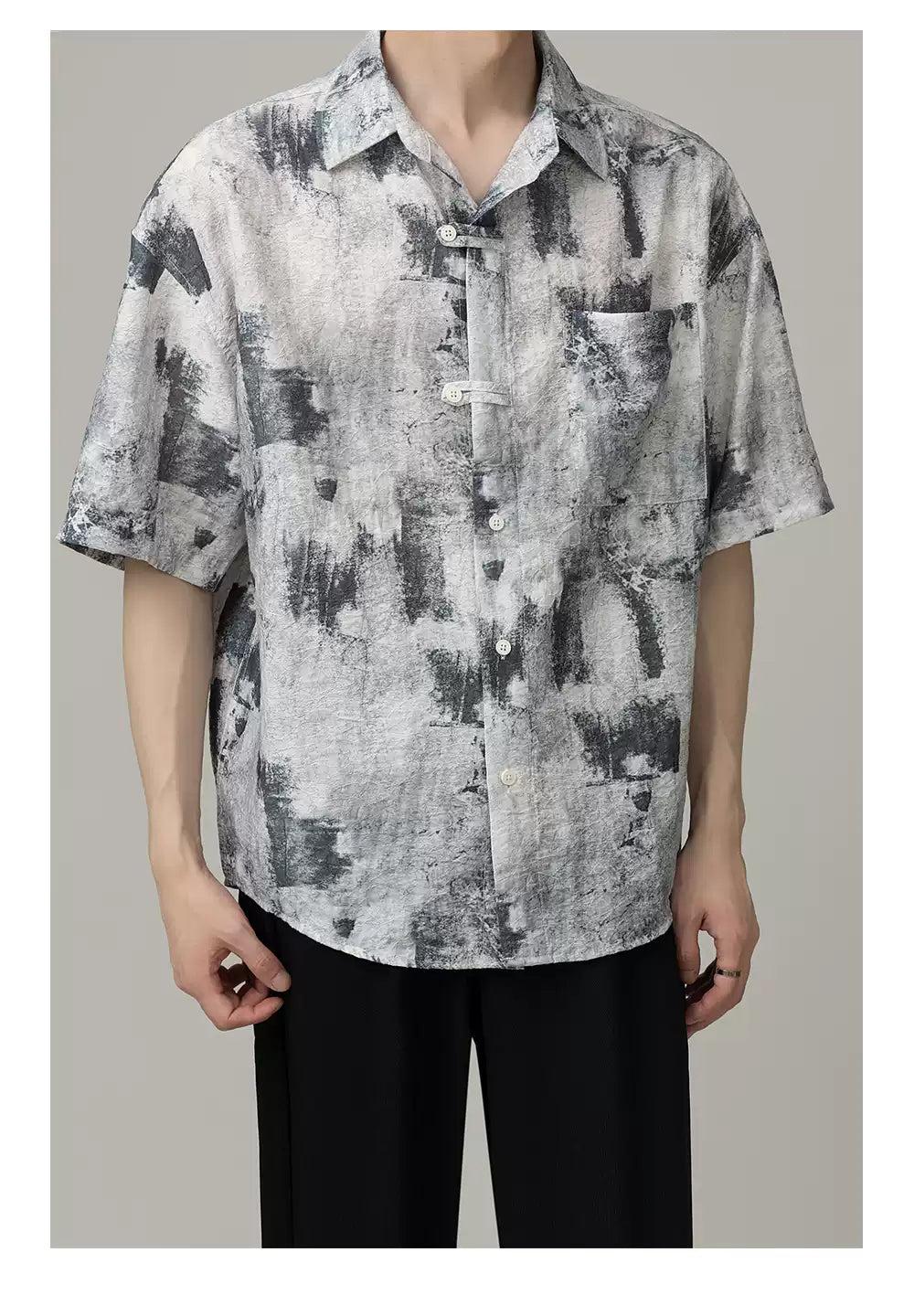 Zhou Tie-Dye Pattern Print Shirt-korean-fashion-Shirt-Zhou's Closet-OH Garments