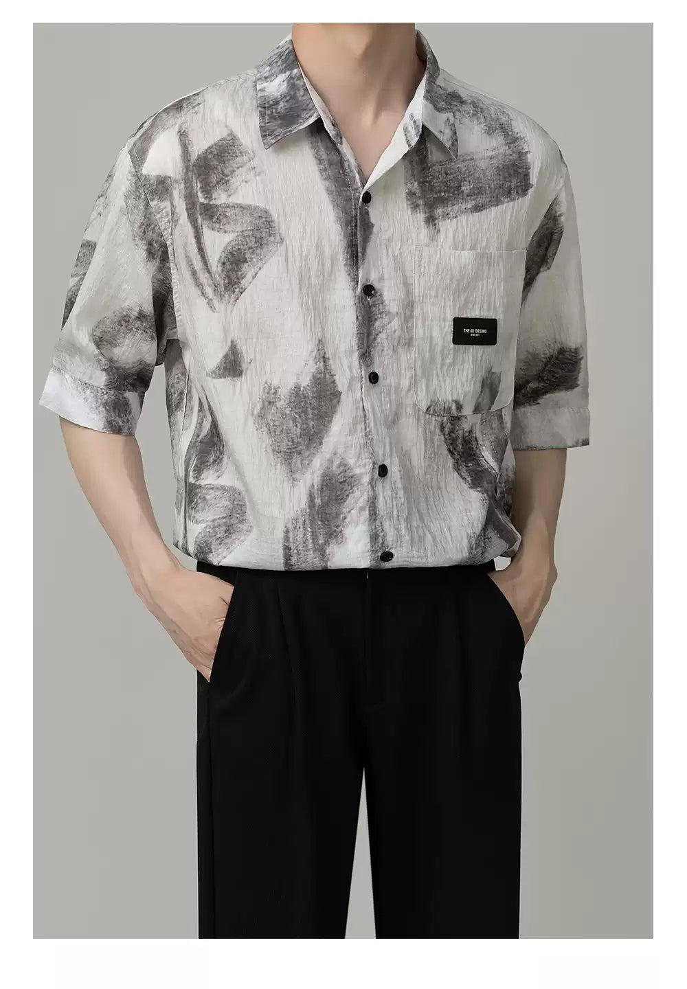 Zhou Tie-Dye Pattern Print Shirt-korean-fashion-Shirt-Zhou's Closet-OH Garments