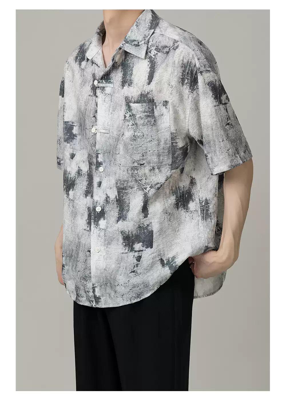Zhou Tie-Dye Pattern Print Shirt-korean-fashion-Shirt-Zhou's Closet-OH Garments