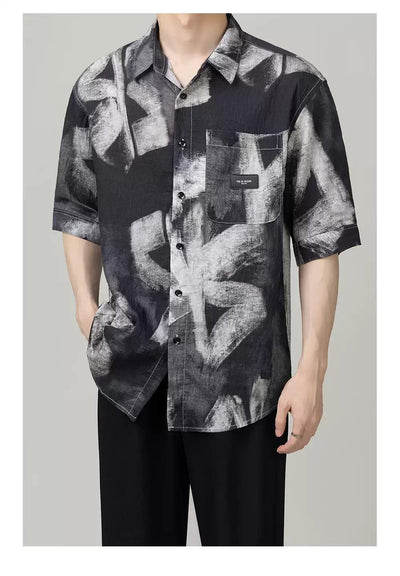 Zhou Tie-Dye Pattern Print Shirt-korean-fashion-Shirt-Zhou's Closet-OH Garments