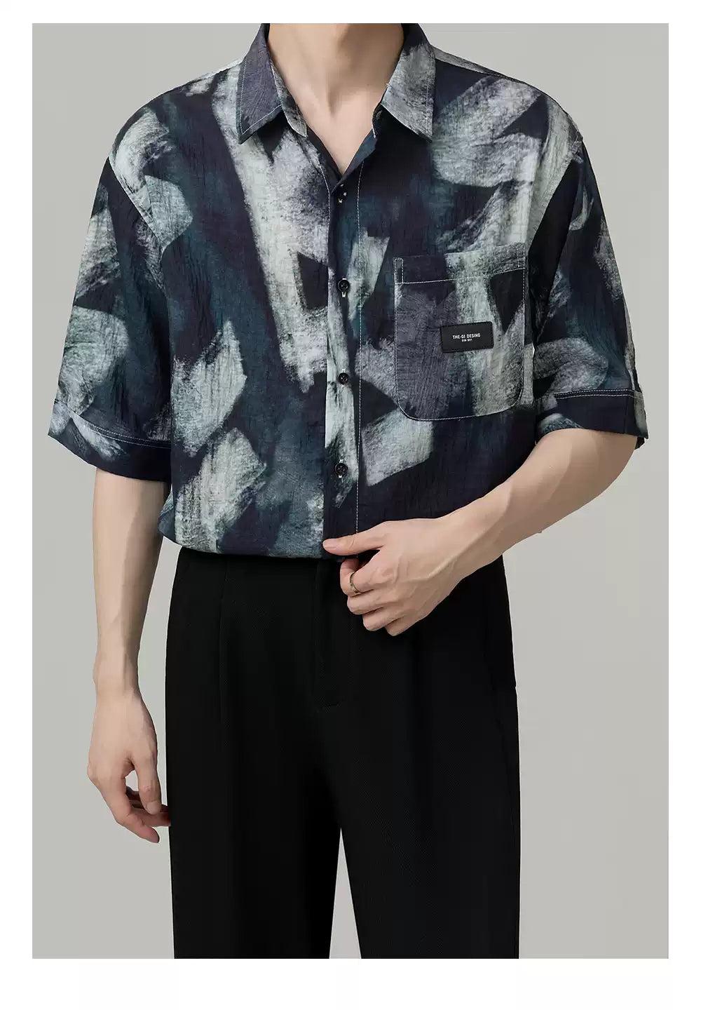 Zhou Tie-Dye Pattern Print Shirt-korean-fashion-Shirt-Zhou's Closet-OH Garments
