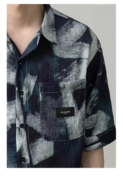 Zhou Tie-Dye Pattern Print Shirt-korean-fashion-Shirt-Zhou's Closet-OH Garments