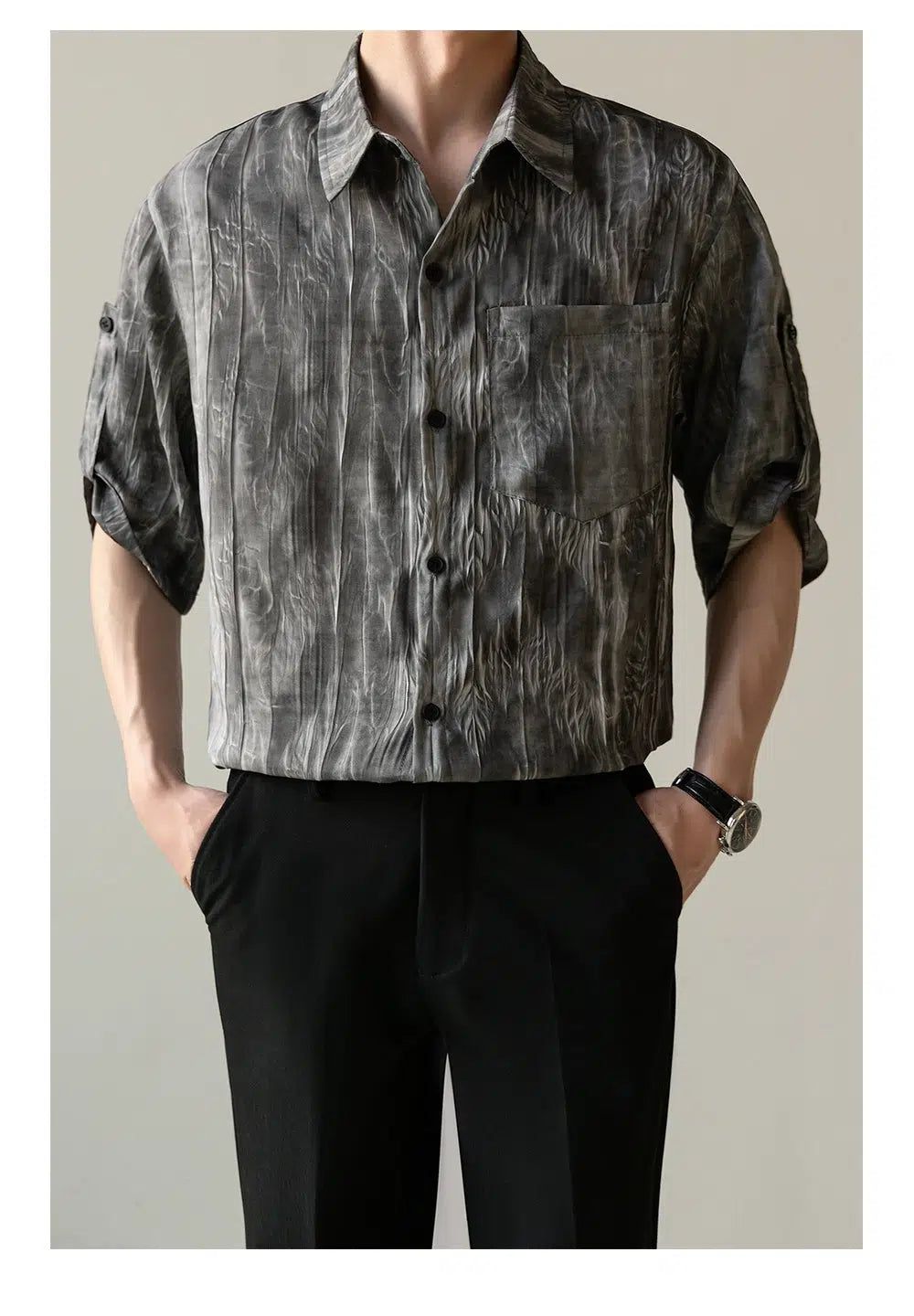 Zhou Tie-Dyed Pleats Shirt-korean-fashion-Shirt-Zhou's Closet-OH Garments