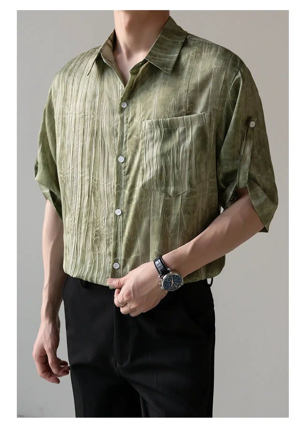 Zhou Tie-Dyed Pleats Shirt-korean-fashion-Shirt-Zhou's Closet-OH Garments