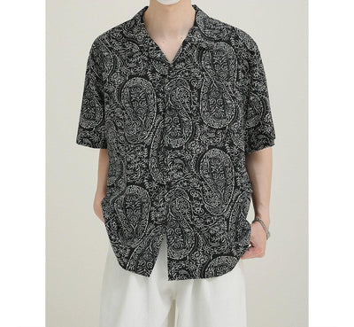 Zhou Traditional Pattern Relaxed Shirt-korean-fashion-Shirt-Zhou's Closet-OH Garments