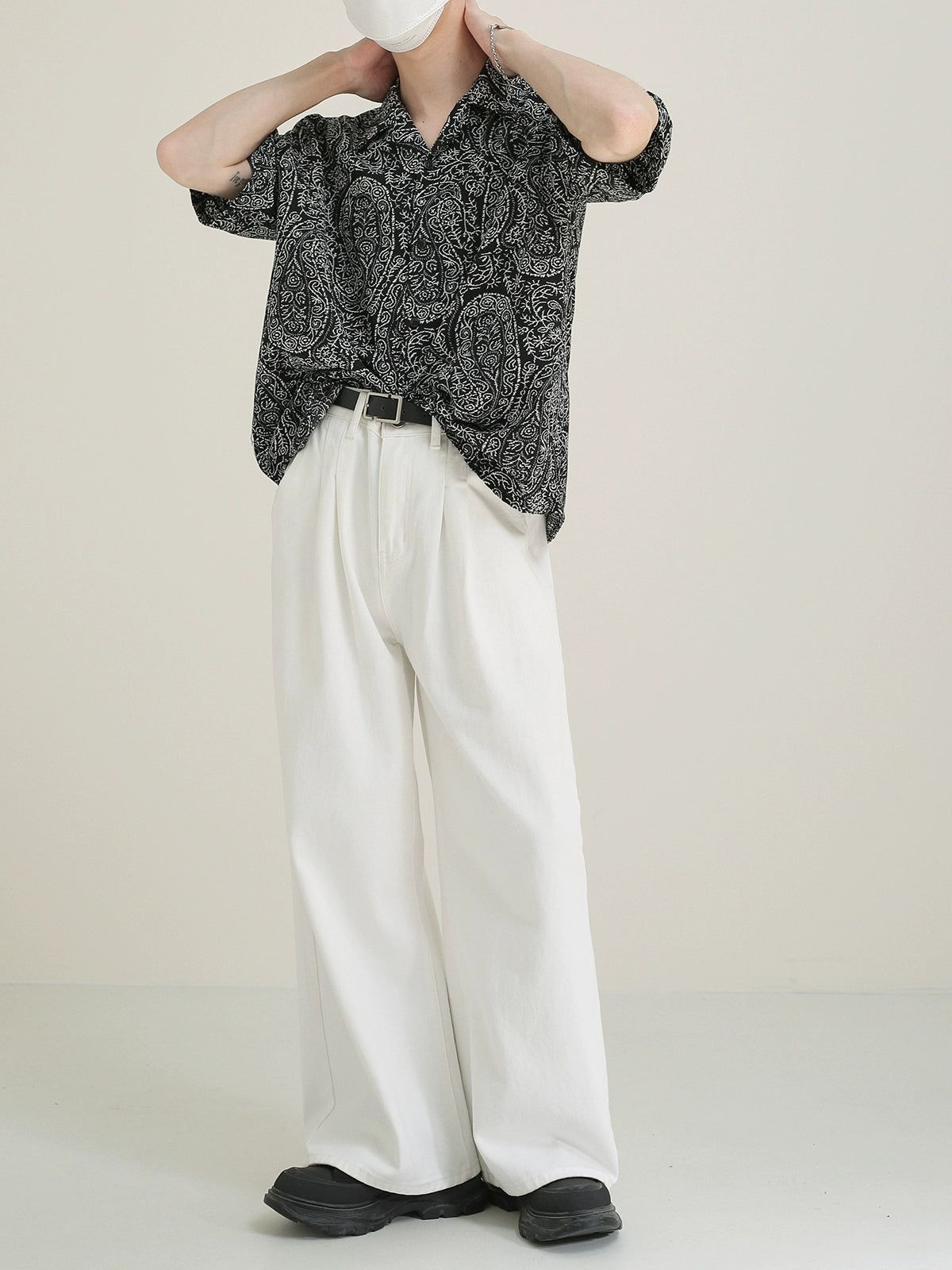 Zhou Traditional Pattern Relaxed Shirt-korean-fashion-Shirt-Zhou's Closet-OH Garments