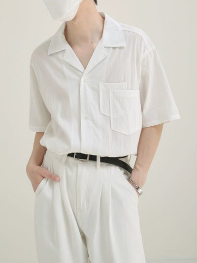 Zhou Two-Pocket Short Sleeve Shirt-korean-fashion-Shirt-Zhou's Closet-OH Garments