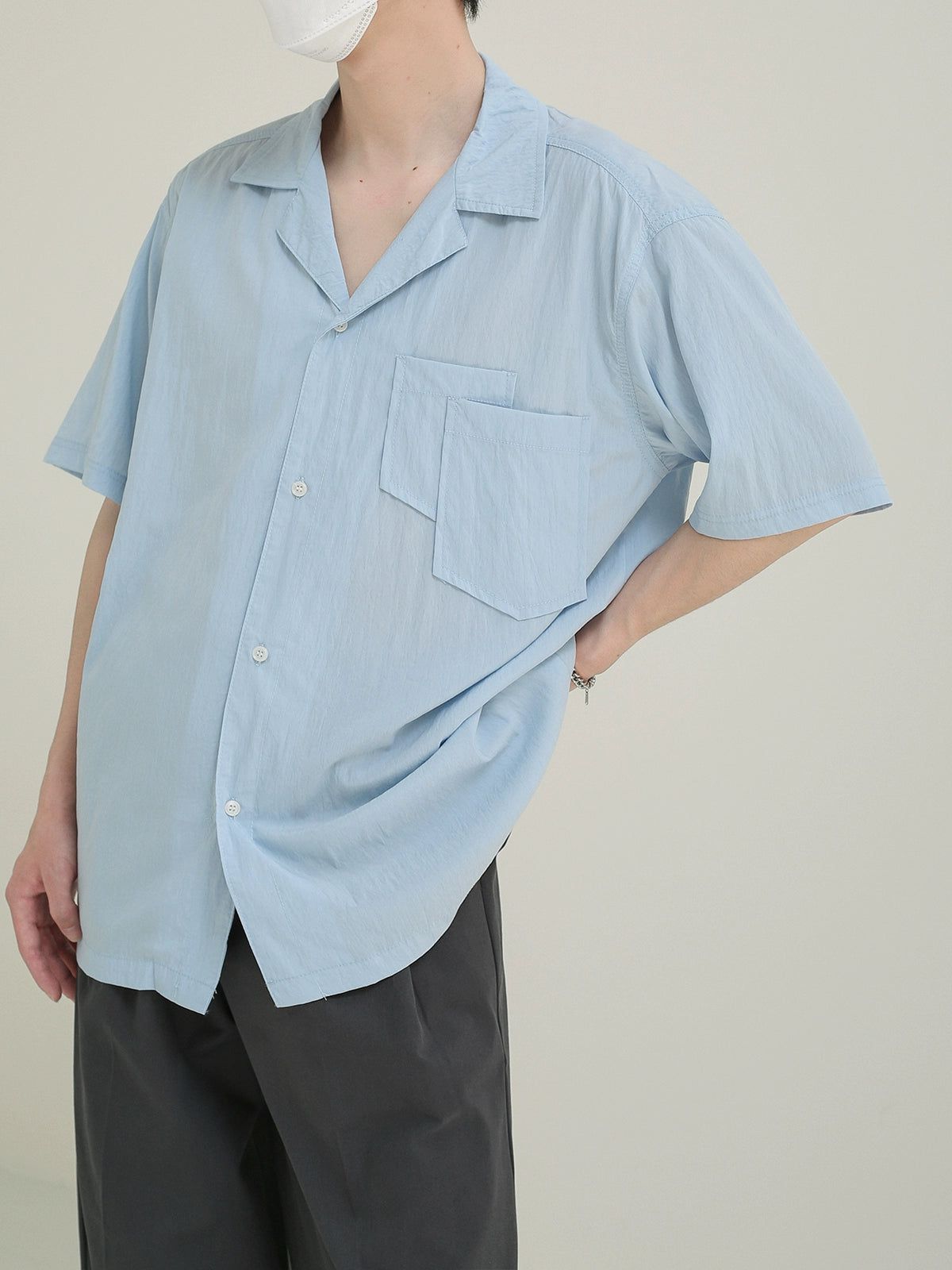 Zhou Two-Pocket Short Sleeve Shirt-korean-fashion-Shirt-Zhou's Closet-OH Garments