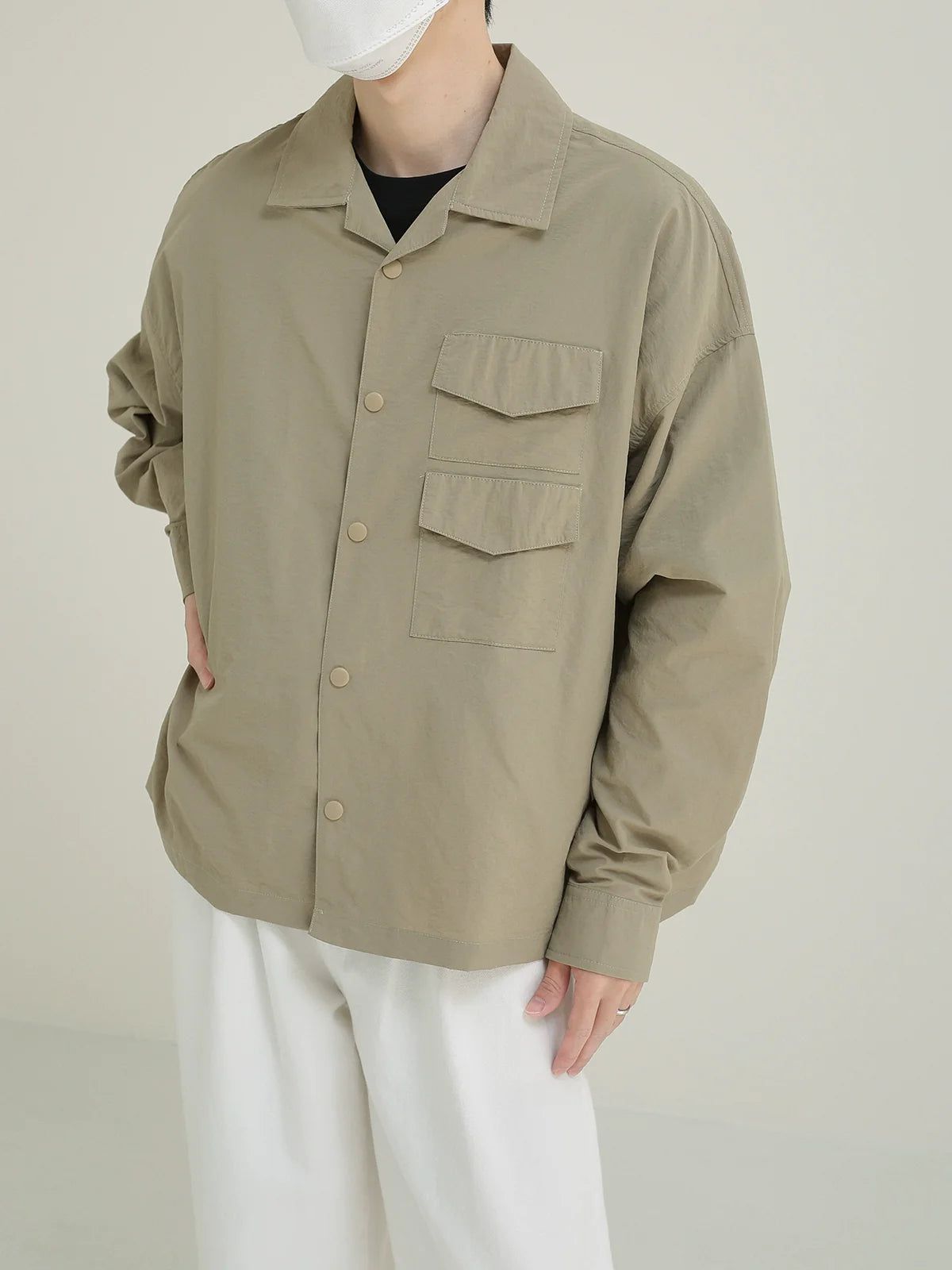 Zhou Two Side Pockets Shirt-korean-fashion-Shirt-Zhou's Closet-OH Garments