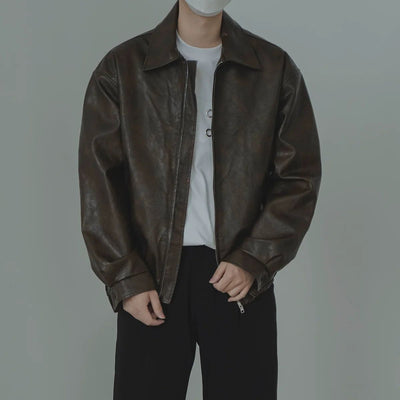 Zhou Two Zip Faux Leather Jacket-korean-fashion-Jacket-Zhou's Closet-OH Garments